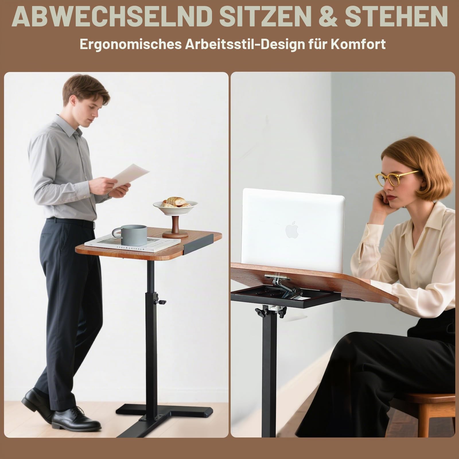 Beistelltisch C-Form,beistelltisch höhenverstellbar,Eichenholz