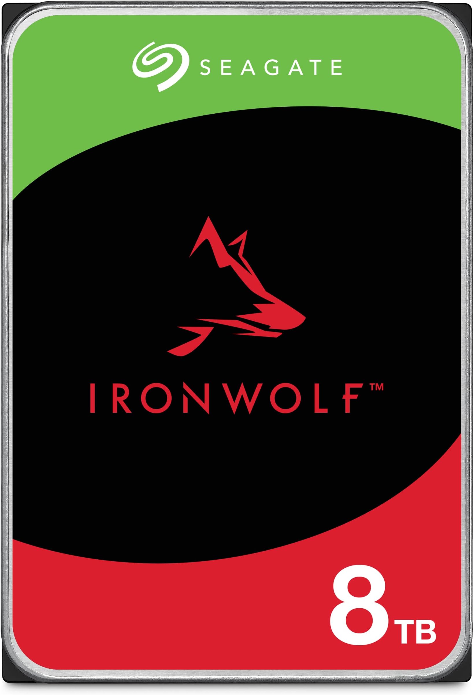 IronWolf, 8TB, Enterprise Internal NAS HDD – CMR 3.5 Inch, SATA 6GB/s, 7,200 RPM, 256 MB Cache for RAID NAS - Frustration Free Packaging (ST8000VNZ02)