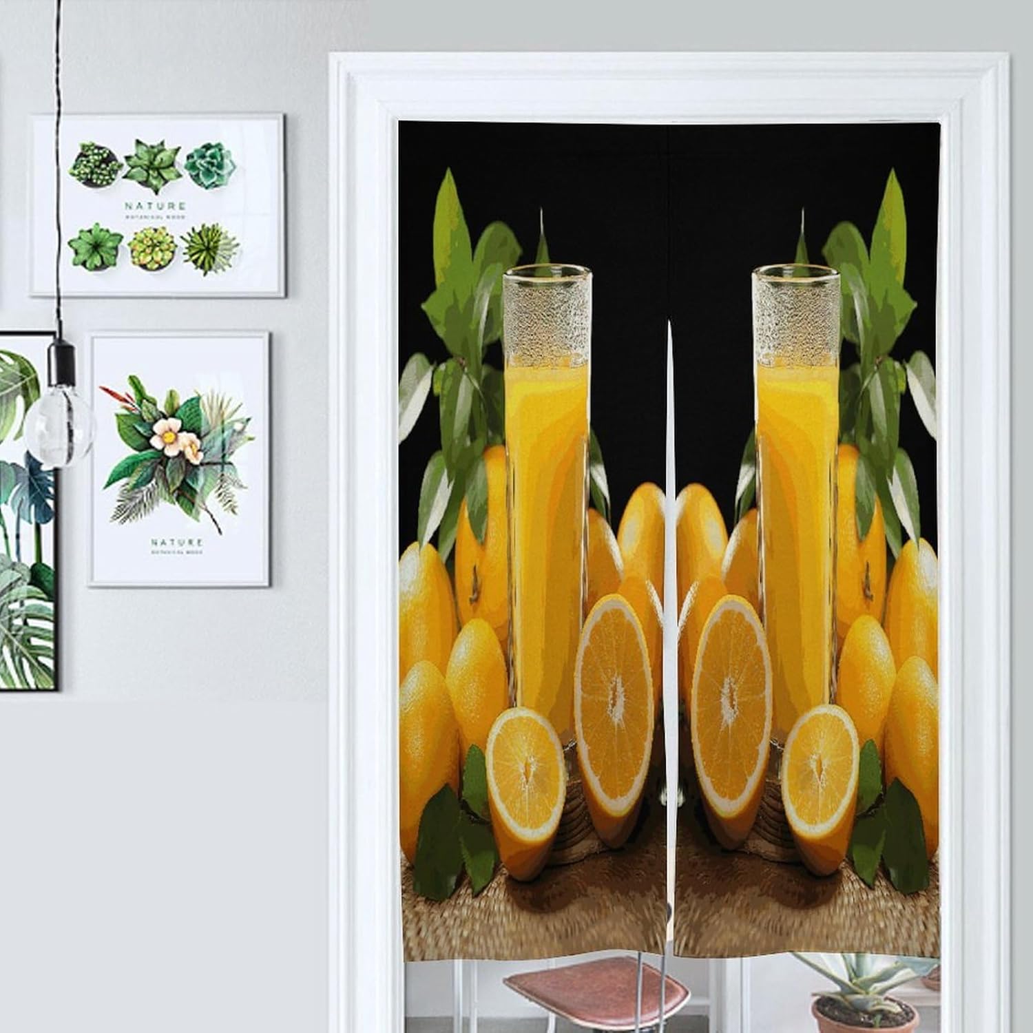 Oranges Orange Juice Door Curtain Printed Doorway Noren Japanese Style Doorway Room Divider Curtains for Privacy Partition Divider Kitchen Home Decorations Wall Hanging