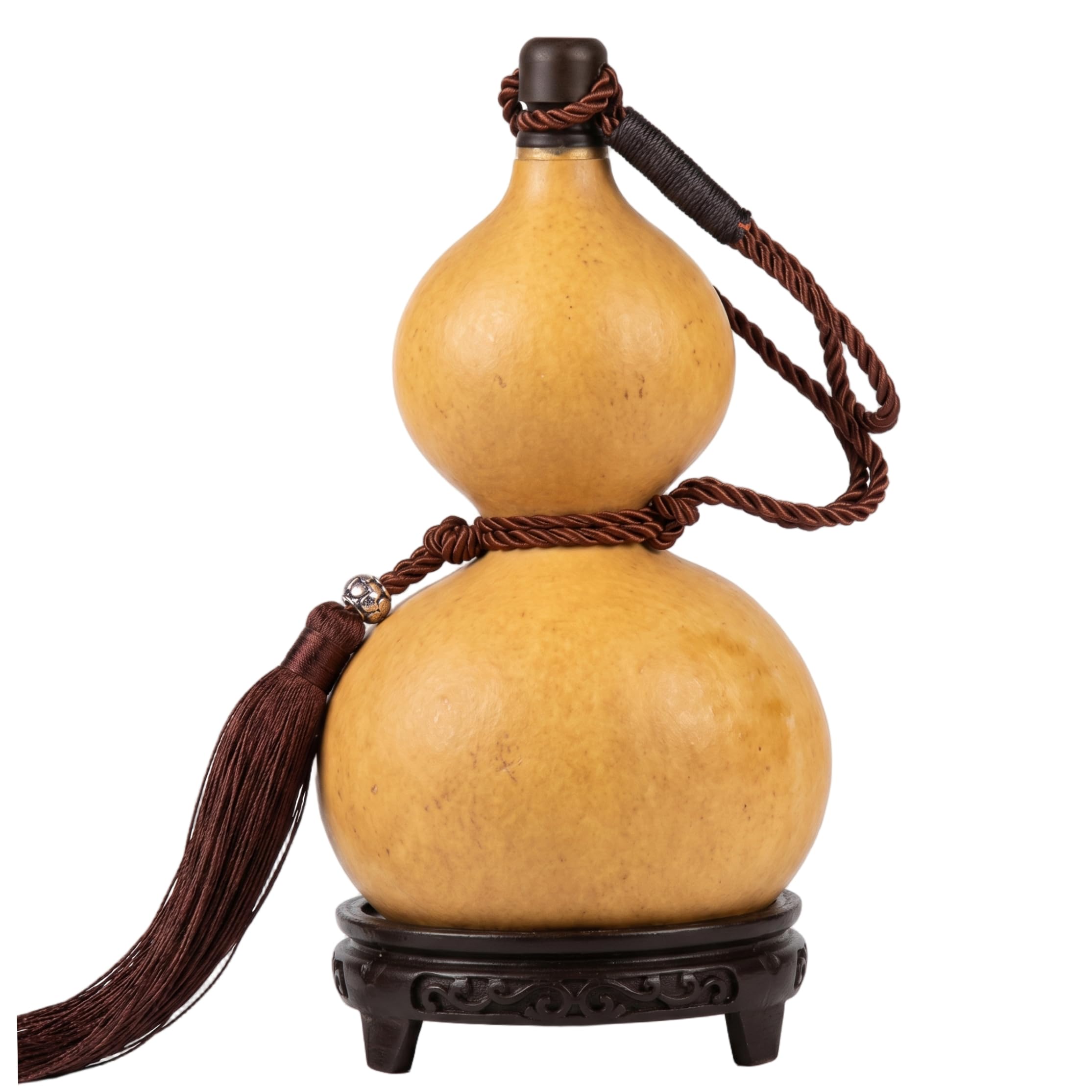 Hotainoys Gourd Water Bottle, Leak-proof Drinking Gourd, Natural Water Gourds with Carry Lanyard and Resin Base Bottle