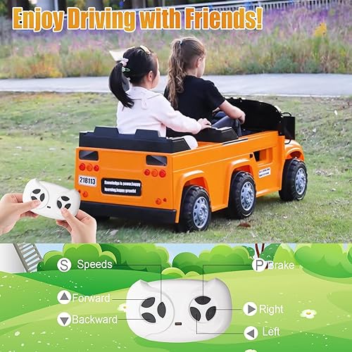 Miniatura 2 de POSTACK Auto de paseo para niños de 24 V con control remoto, auto de 2 plazas, autos eléctricos de 6 ruedas para que los niños conduzcan, camión de