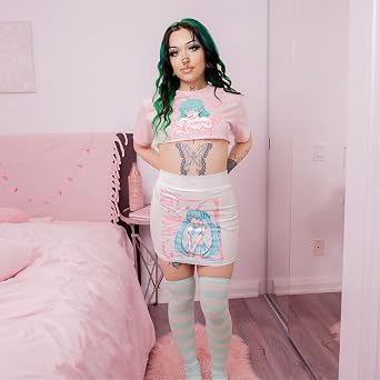 Lewd Fashion Anime Girl Pink Crop Top Ahegao Face T-Shirt, Japanese Street Style, Ecchi Aesthetic