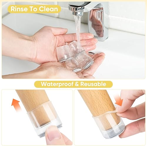 Miniatura 35 de BALEINE - Protectores de silicona para patas de silla, tapas protectoras de patas de taburete, tapas antideslizantes para patas de silla para suelos
