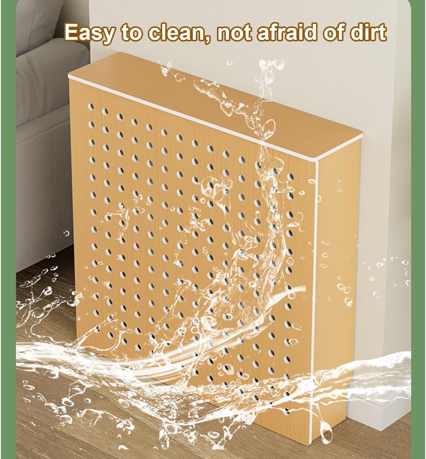 Wooden Radiator Cover - MDF Louvered Grill Heating Cabinet for Living Room, Bedroom Hallway, Decorative Storage Shelf