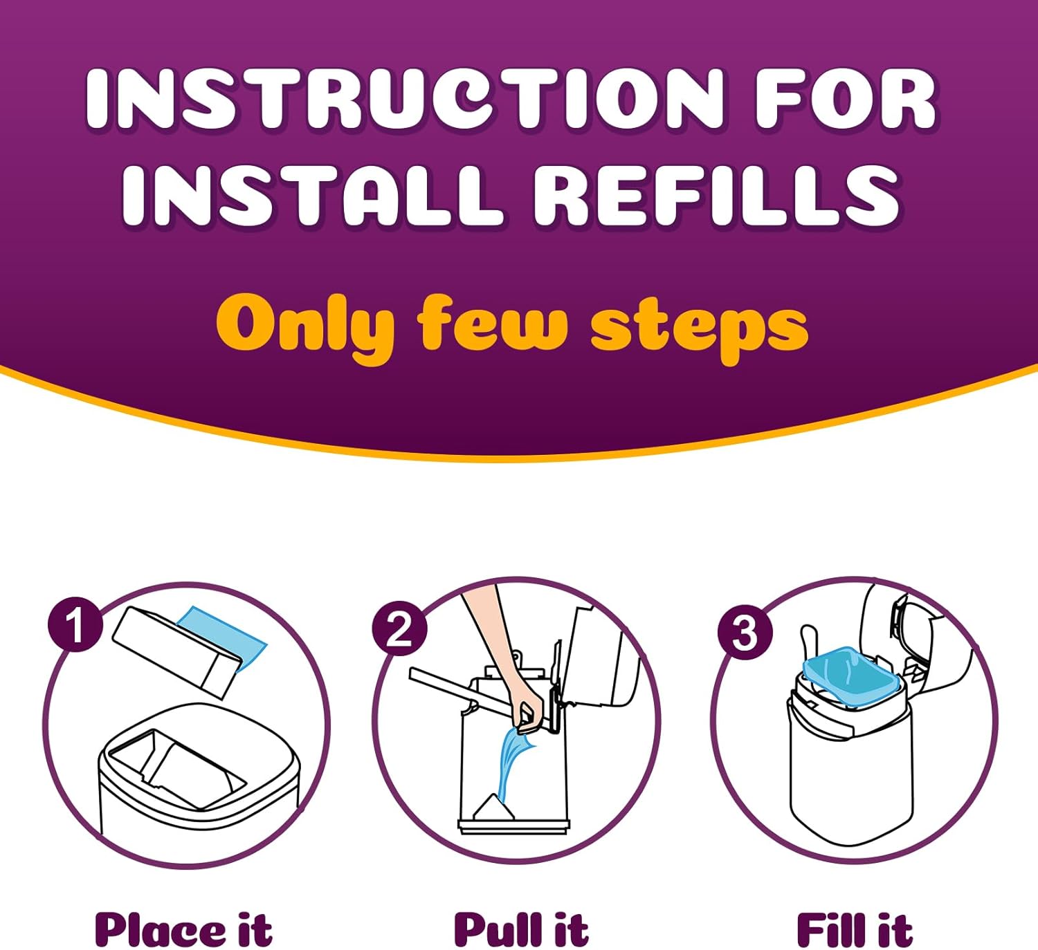Cat Litter Refill Bags Compatible with Genie Easy Roll Litter Bin, 50 Count Bags Long Lasting Cat Bag Cartridge, 7-Layer Odor Control, Leak-Proof & Easy Tear Design