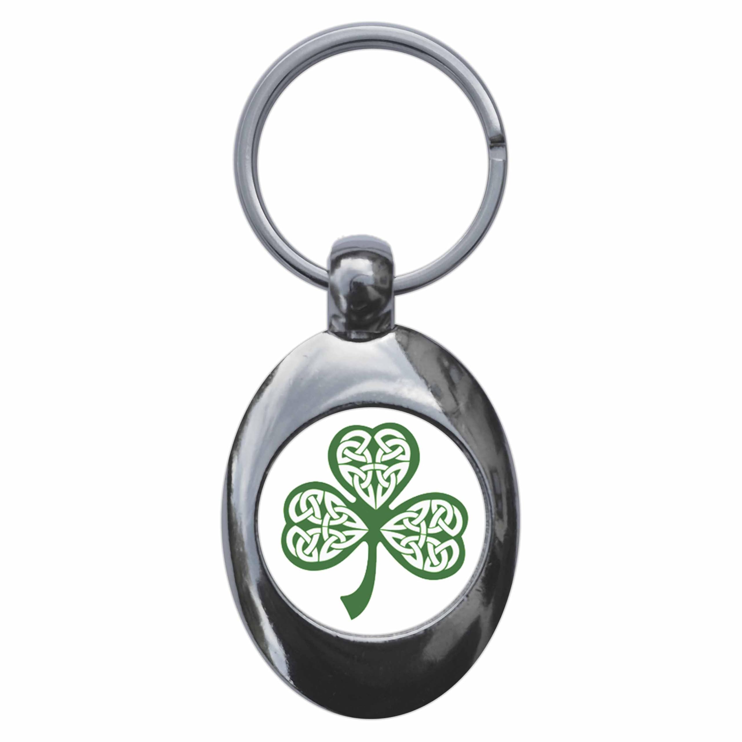 Ozorath Irish Shamrock Keyring Keychain Key Ring Chain With Trolley Coin