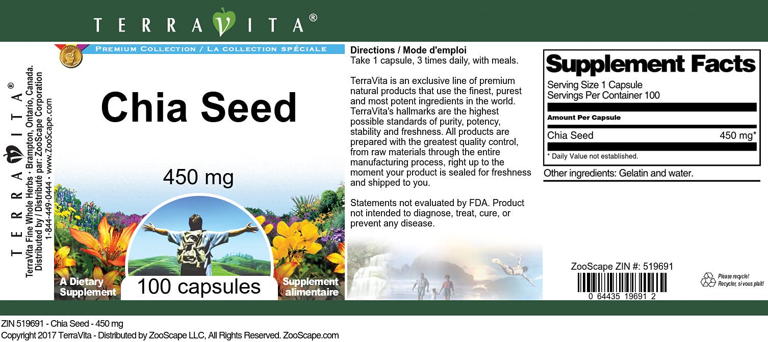 Amazon.com: Chia Seed - 450 mg (100 Capsules, ZIN: 519691) - 3