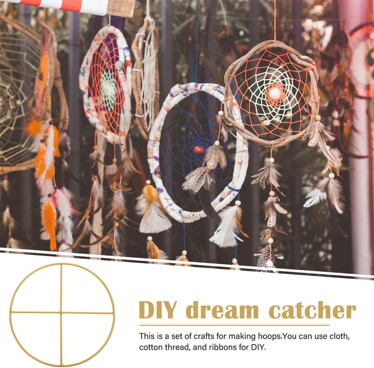 2pcs 30cm Golden Iron Craft Rings Round Shaped Wreath Hoops DIY Dreamcatcher Accessories for Home Décor and Wall Hanging Craft Projects