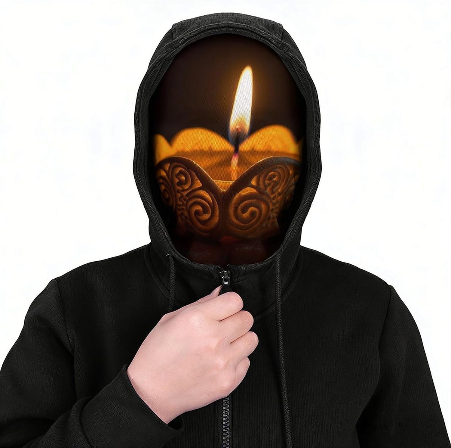 Burning Candle Face Shielding Protection for Women, Funny Cooling Mask for Men, Breathable Full Head Mask for Outdoor, Full Face Cover for Cycling, Windproof Hood Cover White