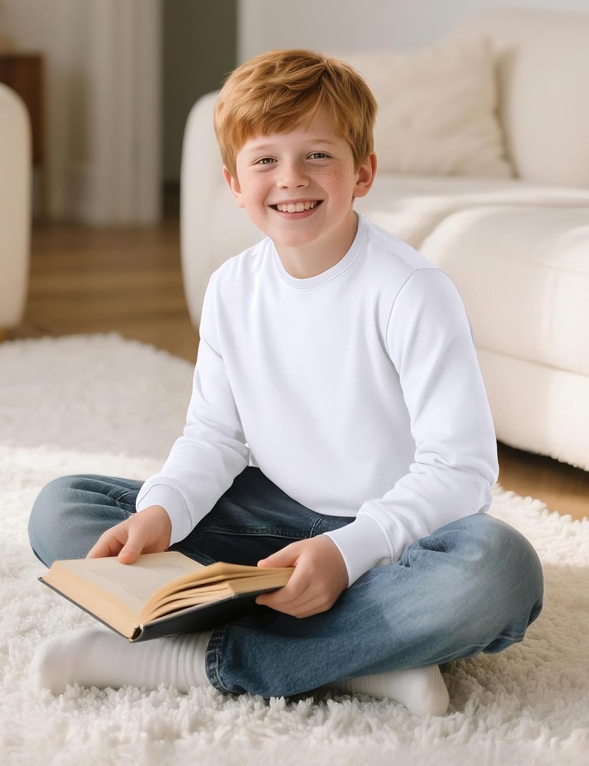 BOOPH Boys Long Sleeve Shirts Kids Crewneck Basic Tee Sports Pollover T-Shirt - Image 3