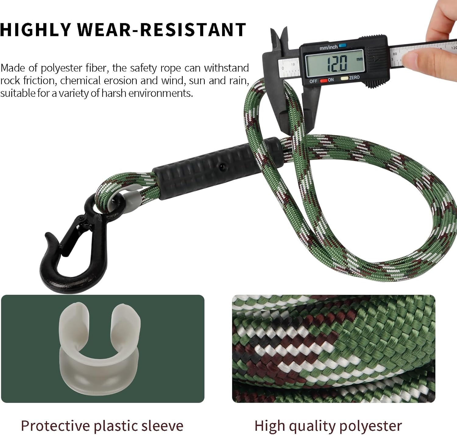 2-Pack Camouflage Swing Ropes: 47" Heavy Duty Straps with Comfort Grip & Snap Hooks for Outdoor Tree Swings, Hammocks, and Aerial Yoga