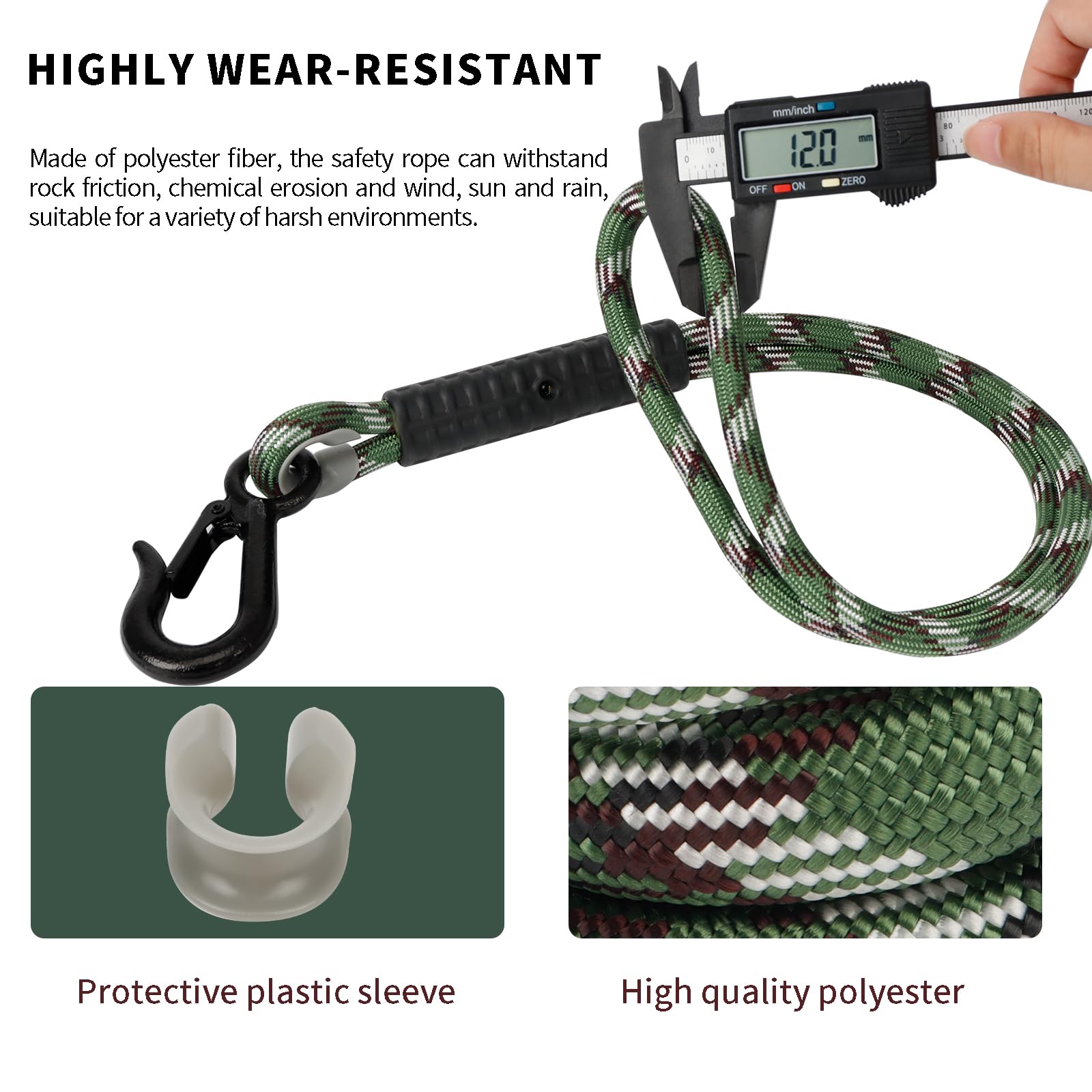 Sangle de Fixation Hamac Balançoire, 2 Pièces 65cm Corde de Suspension Réglable avec Mousqueton, Charge Lourde pour Arbre, Convient pour Hamac, Balançoire Jardin, Yoga et Sac de Sable,453KG