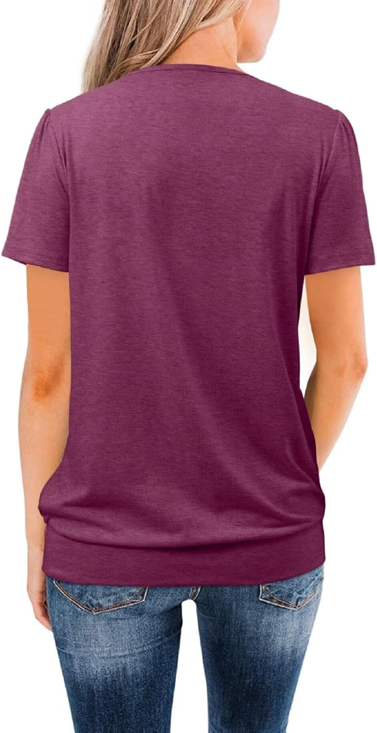 ZOLUCKY Womens Casual Short Sleeve Tunic Tops Scoop Neck T Shirts Summer Loose Fit Tunics - Image 4