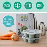 BÉABA - Vasetti Multipli in Silicone - Qualità Premium - Resistenza Termica Estrema - Forno e Microonde - 6 Scomparti Separati - Ermetico - Fabbricati in Francia - 6 x 150 ml - Verde Salvia - 4