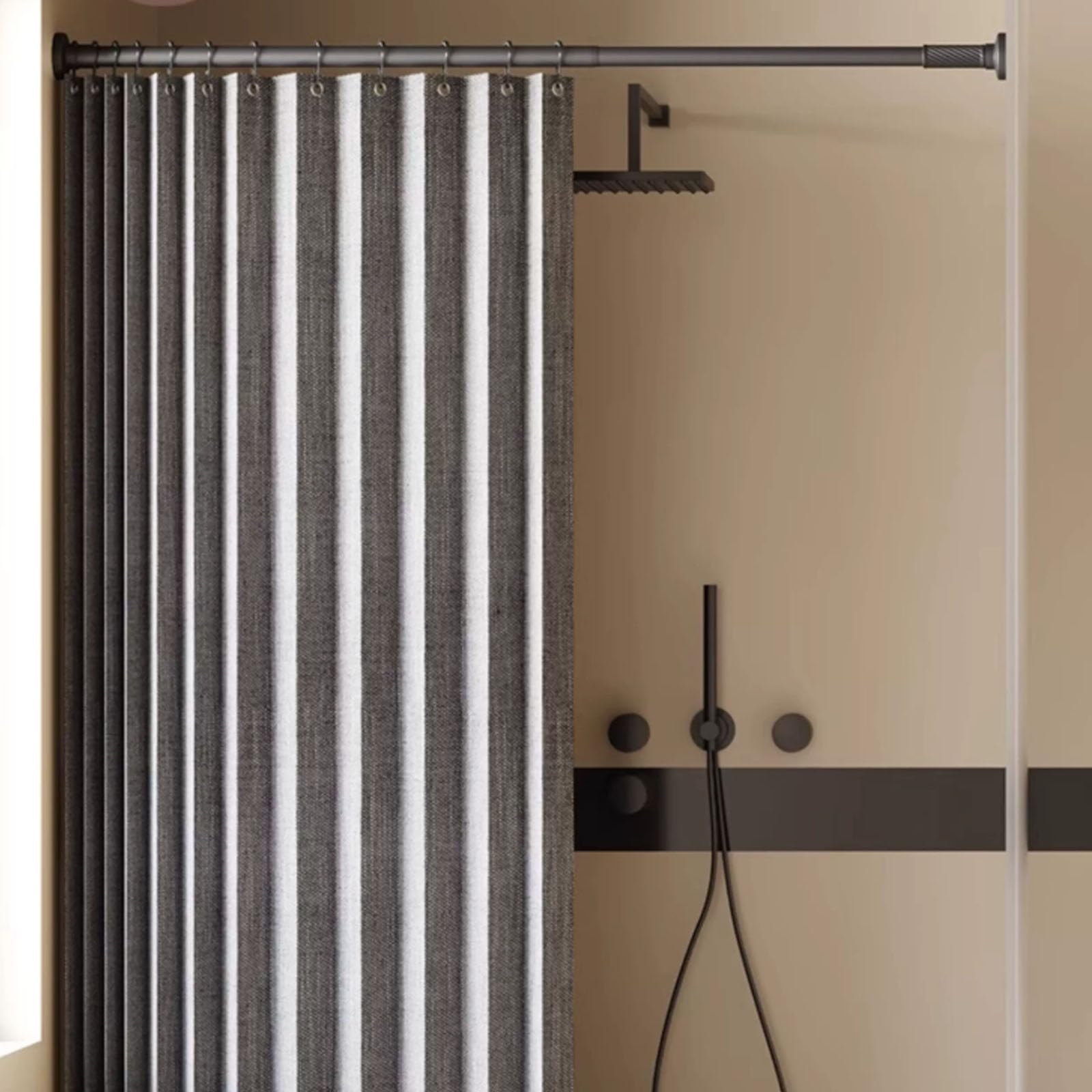 Vorhangstange Ohne Bohren, Teleskopstange Zum Klemmen, Rutschfest für Waschküche, Tür, Schrank, Kleines Fenster, Edelstahl(Gold,90-160cm/35-63in)