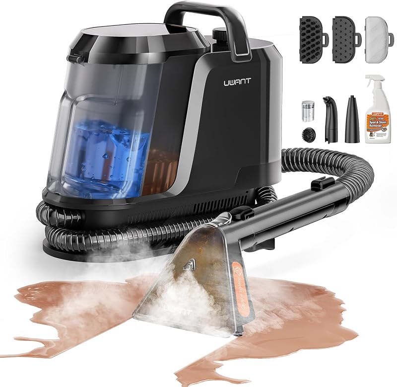 Carpet Cleaner Machine with Steam&Hot&Cold Water System 18Kpa Powerful Suction Upholstery Cleaner Machine with Pet Pro Cleaner for Pets, Carpet Steam Cleaner Set of 1