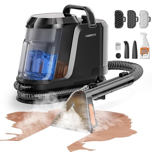 Uwant Carpet Cleaner Machine with Steam&Hot&Cold Water System 18Kpa Powerful Suction Upholstery Cleaner Machine with Pet Pro Cleaner for Pets, Carpet Steam Cleaner Set of 1