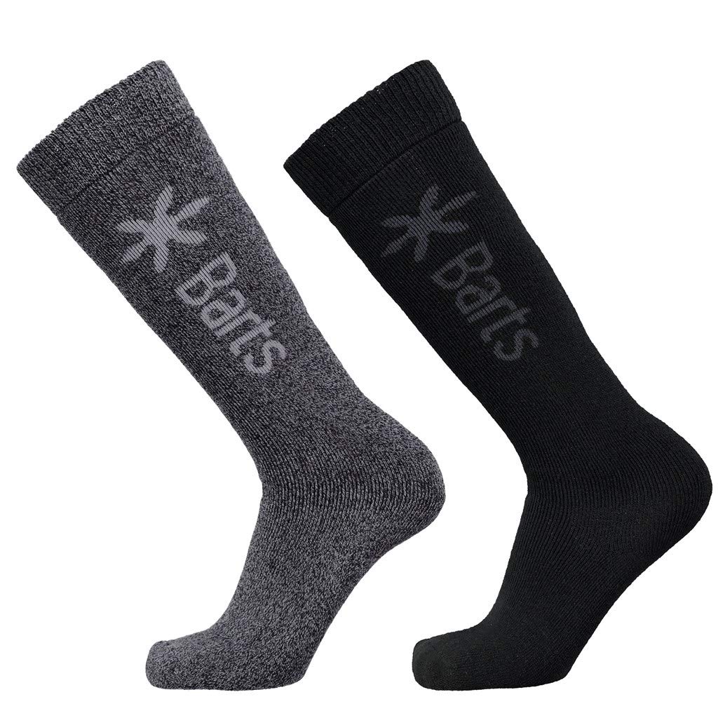 Barts Men's Black Basic 2 Pack Moisture Wicking Ski Socks - Anthracite/  3.5/3/2.5/4 35/38