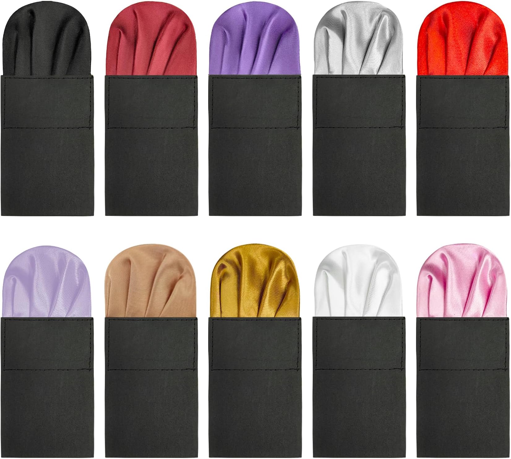 Prefolded Folded Pocket Squares for Men's Suits Structured Hold Shape, No Slipping, Wedding & Business Suit Accessory