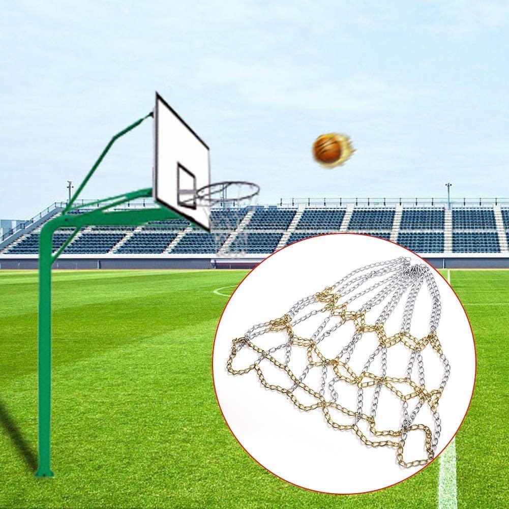 ProLeo Rete da Basket in Acciaio Zincato, Bianca e Gialla, per Uso Interno ed Esterno