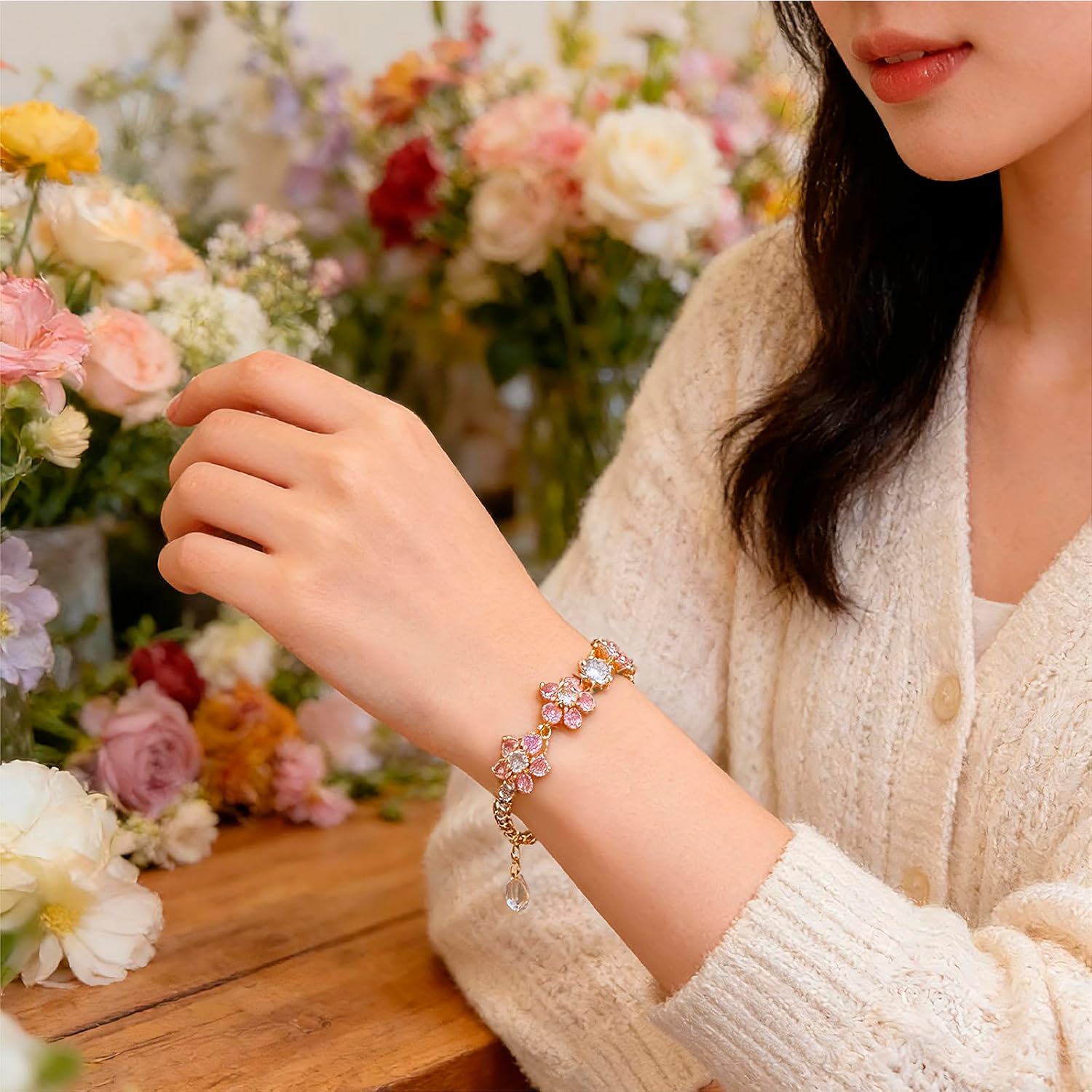 Plated Stainless Steel Lucky 4 Leaf Gold,Erling Silver Dainty Simple Women Charm Link Bracelet,joyas para mujer,Birthday Anniversary Christmas Jewelry Gifts,Unisex,Jewelry Gifts for Women
