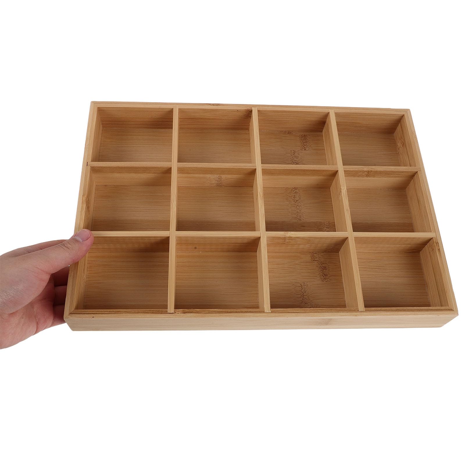 Cabilock Caja Organizadora de Bambú con 12 Compartimentos para Ropa Interior y Calcetines, Separador Sanitario para Armarios y Organización de Dormitorio