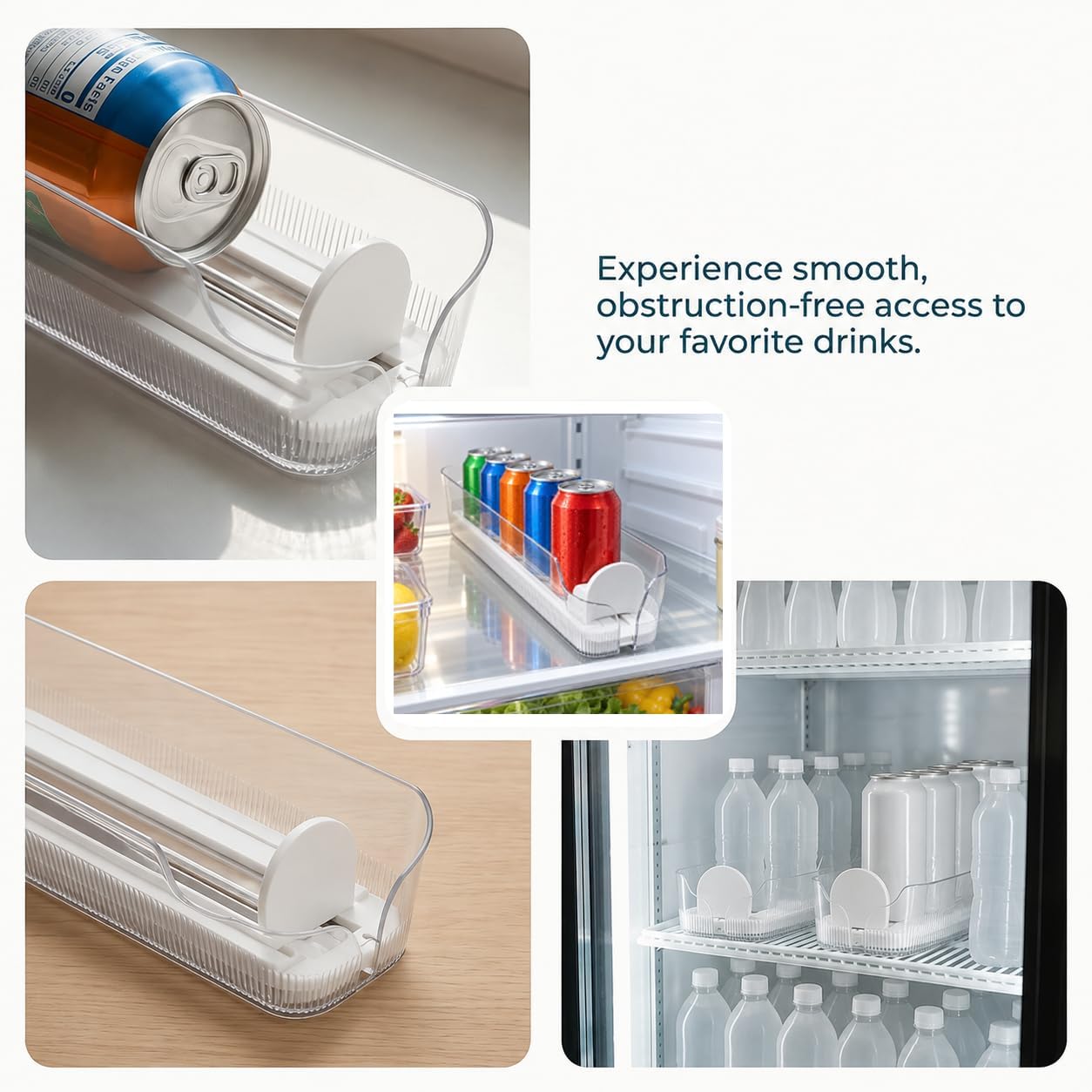 Drink Organizer for Fridge, 2 Pcs Soda Can Organizer Automatic Pusher Glide
