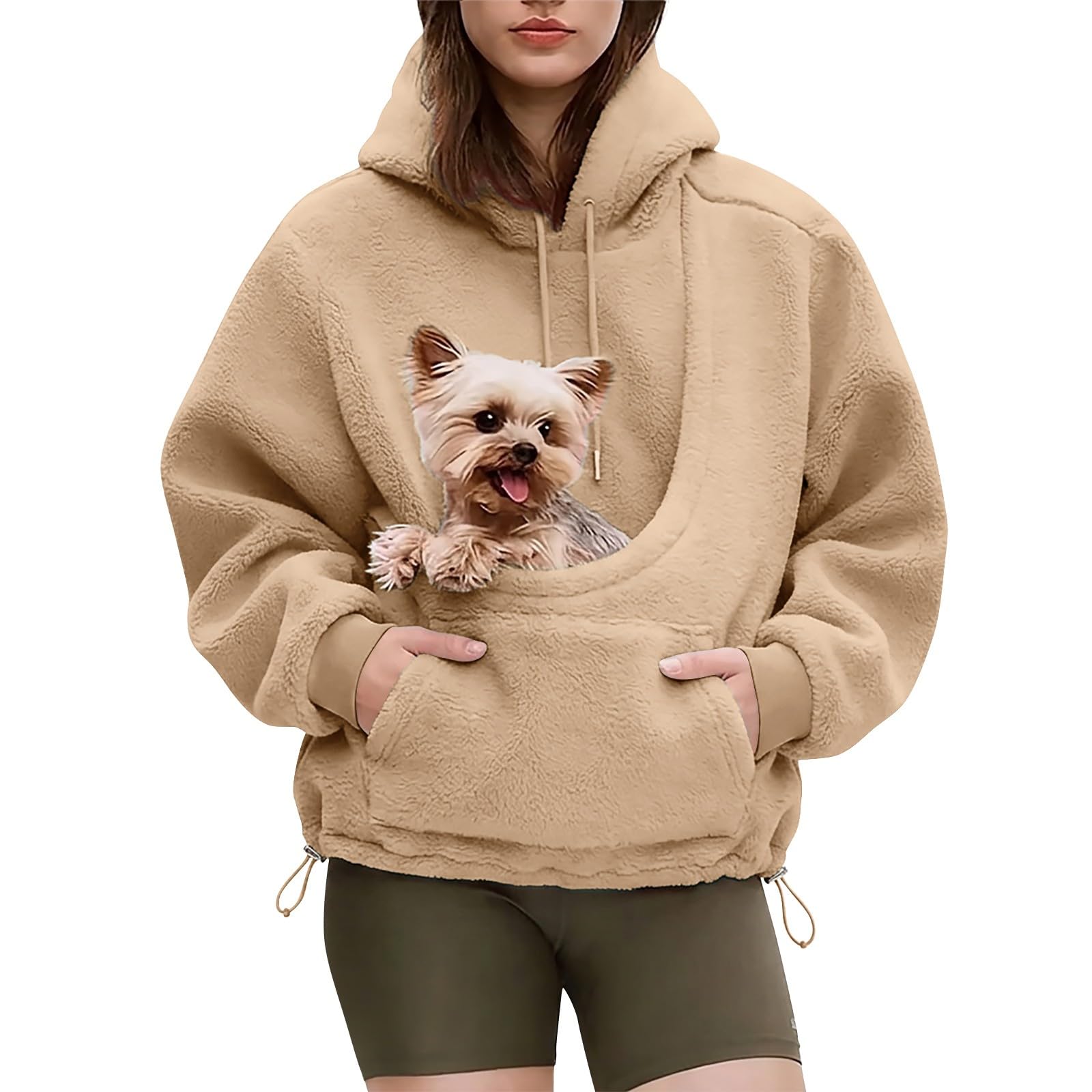 Hoodie With Pet Pouch Dog Cat Carrier Fleece Hoodie With Kangaroo Pouch