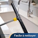 Yocada Floor Squeegee Scrubber 54in Long Adjustable Telescopic Pole Heavy Duty Household Broom Perfect for Garage Courtyard Shower Bathroom Pet Hair Fur Floor Marble Glass Tile Water Foam Cleaning - 5