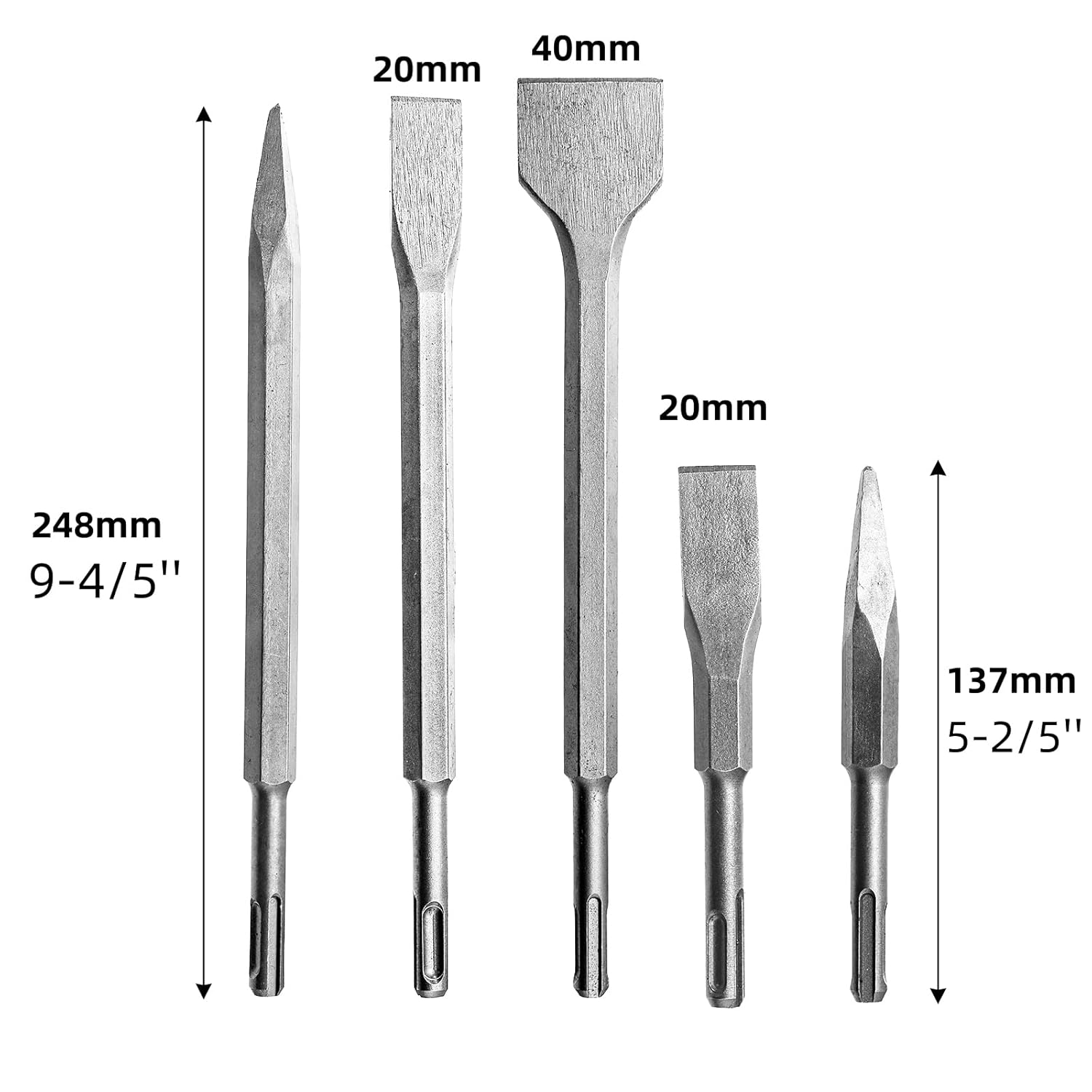 Cididu 17 Piece Rotary Hammer Drill Bits and Chisel Set, Carbide-Tipped Masonry Drill Bit and Chisel Set for Concrete, Heavy-Duty Hole Drilling Tool with Portable Storage Case for Stone Brick