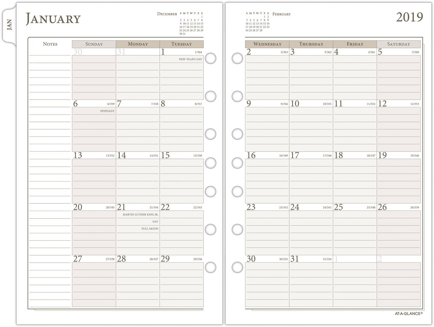 AT-A-GLANCE 2019 Monthly Planner Refill, Day Runner, 5-1/2" x 8-1/2", Desk Size 4, Two Pages Per Month, Loose Leaf (481-685Y)