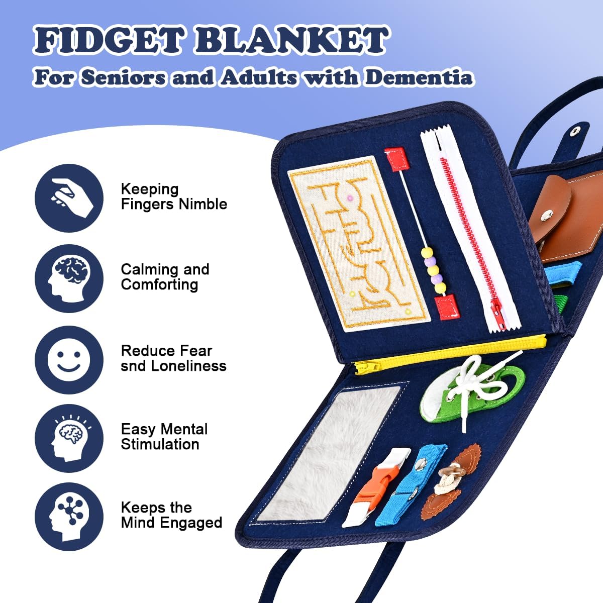 SOFWO Fidget Blanket for Adults with Dementia, Alzheimers Dementia Activities Products for Elderly and Seniors,Gift and Game for Alzheimer’s or Dementia.