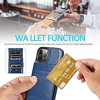 Vista 3 de Funda tipo cartera para iPhone 13 Pro Max con tarjetero para mujeres y hombres, de piel sintética, para iPhone 13 Pro Max de 6.7 pulgadas (azul)