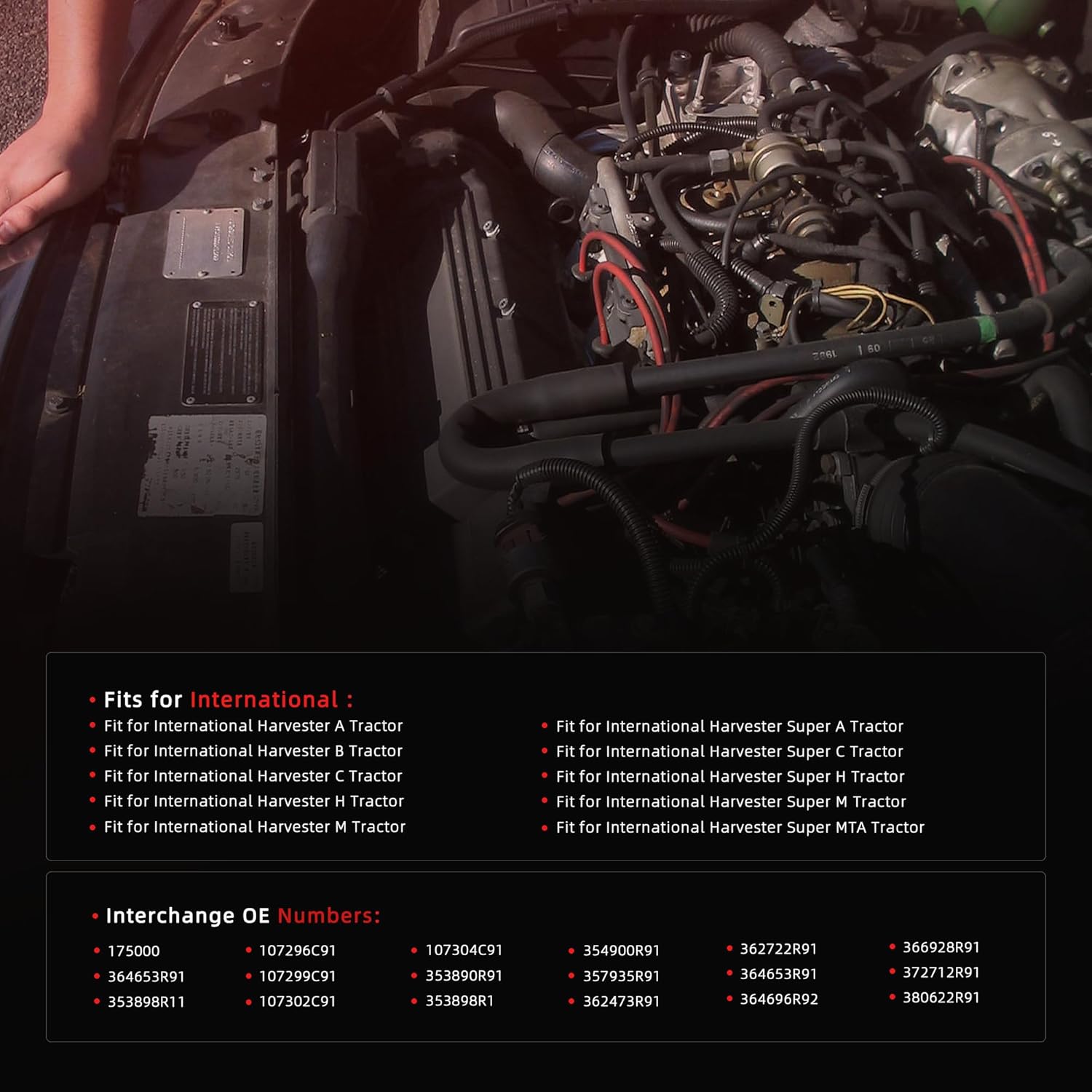 Ignition Distributor with Cap & Rotor for International Harvester, OE 175000, 364653R91 353898R11, 107296C91, 107299C91, 107302C91, 107304C91, 353890R91, 353898R1