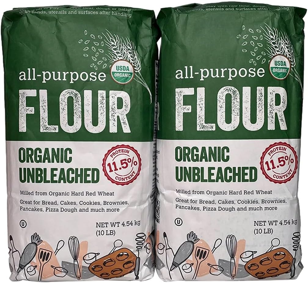 Kirkland Signature Organic Unbleached All Purpose Flour, 10 Pounds (Pack of 2)