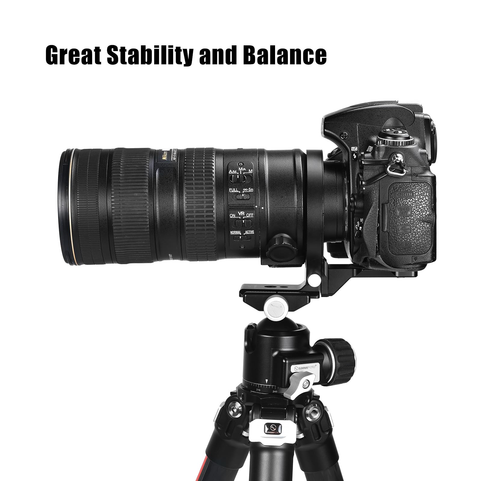 SUNWAYFOTO LS-80, 80 mm universeller Drehring für DLSR-Kameras, Stativmontagering, Objektivstützring, Arca Swiss Plattenmontage, DSLR, horizontale und vertikale Umschaltung