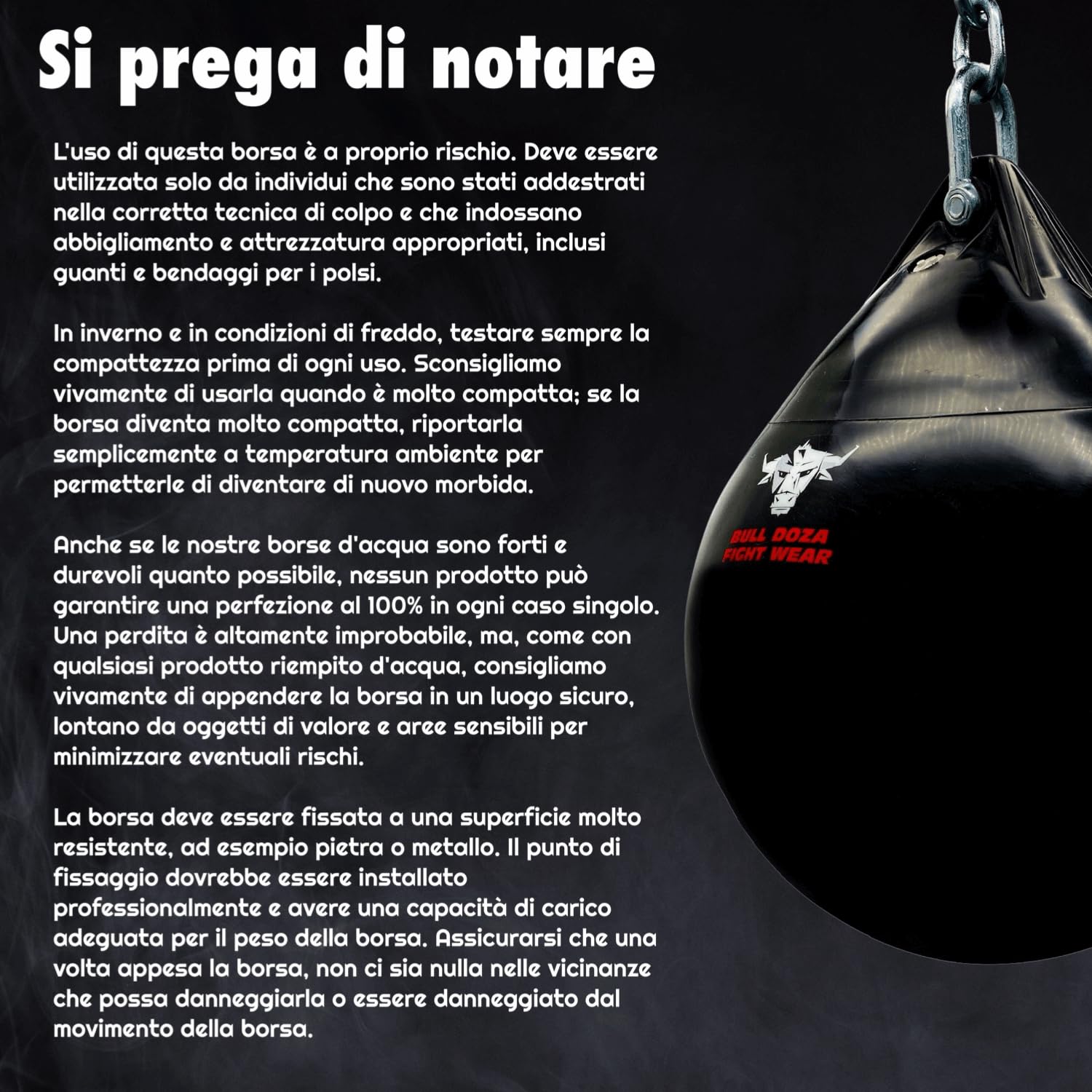 Bull Doza Fight Wear Sacco da boxe ad acqua - Resistente - Impermeabile - Tre dimensioni