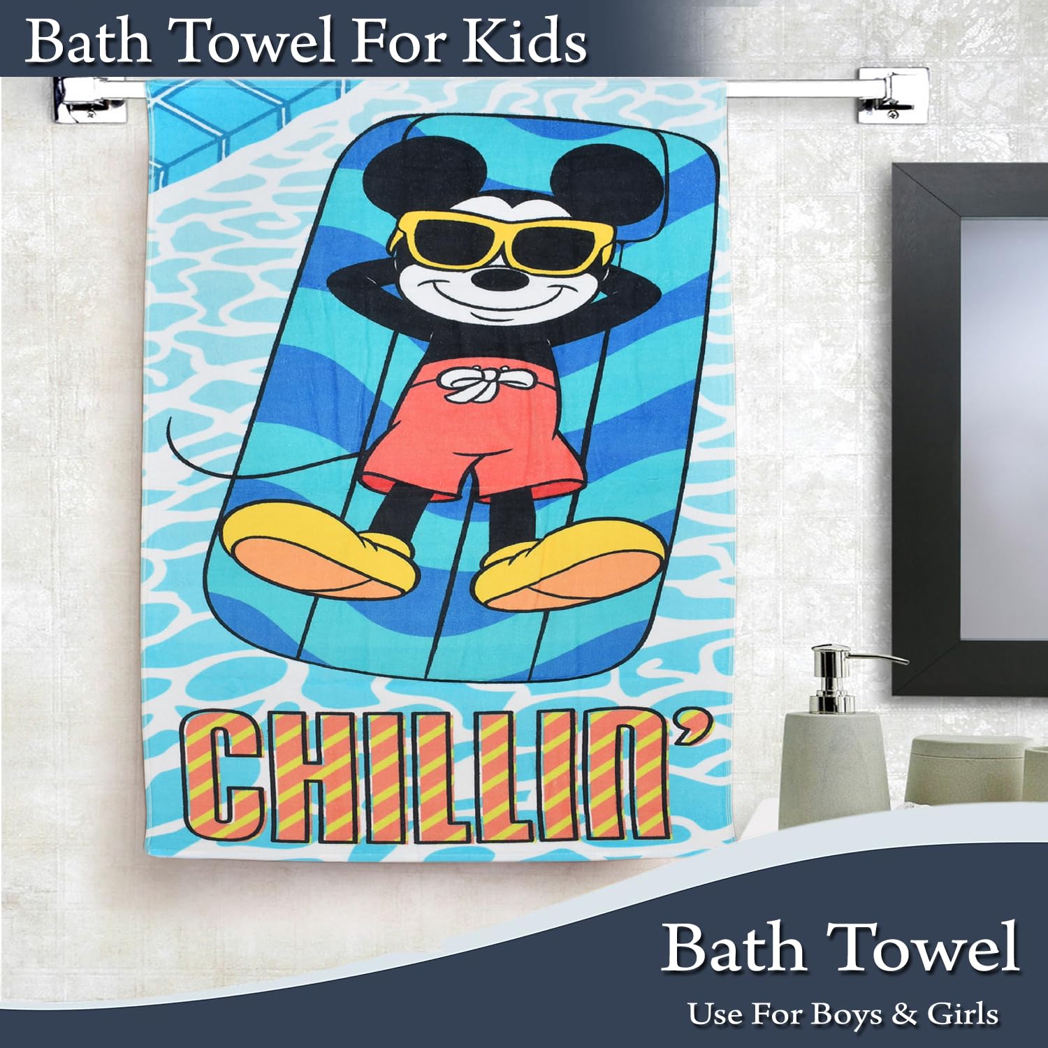 FRESH FROM LOOM 100% Cotton Fur Bath Towel for Kids | Cartoon Printed Boys & Girls Towels | Skin Friendly Tauliya | Hypoallergenic Fabric | Anti -Fade Cloth | Double Stitched Edge (27x54 Inches) 3