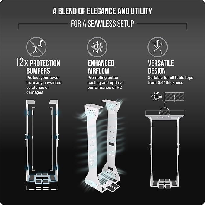 Soporte Ajustable para PC debajo del Escritorio Blanco miniatura 5