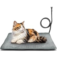 Outdoor Pet Heating Pad for Dog & Cat, Multi-Size Waterproof Heated Cat Dog Bed for Outside, Pet Heater Warmer Mat Blanket with Chew Resistant Cord for Senior Dog Cat House Whelping Box,Gray,16" x 28"