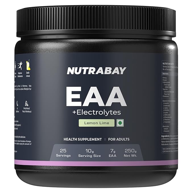 Nutrabay Pro Eaas With Electrolytes (Essential Amino Acids) - Lemon Lime, 250G, Powder, 1 Count, 25 Servings
