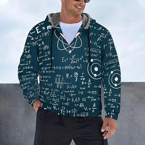 Miniatura 2 de Physical Mathematics Science Formula Men's Full Zip Hoodies Heavyweight Sweatshirt Fleece Warm Jacket