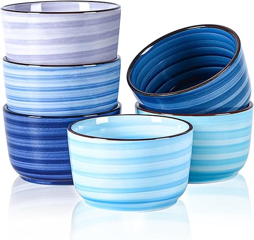 Miniatura 76 de Selamica Ramequines de cerámica de 4 onzas, Ramekins de crema Brulee aptos para horno, platos de natillas de soufflé para hornear, mini cuencos