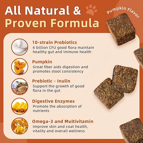 Miniatura 3 de ZEBORA Probióticos para perros  Probióticos para perros, calabaza para la salud digestiva e intestinal, enzimas digestivas y prebióticos para