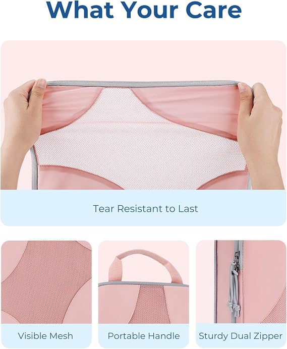 BAGSMART Compression Packing Cubes Set for Travel, 6 Set Packing Cubes Clothes Storage Bags for Carry On Suitcase, Lightweight Travel Essentials (6-Pack (1L+2M+2S+1Shoe Bag), Pink