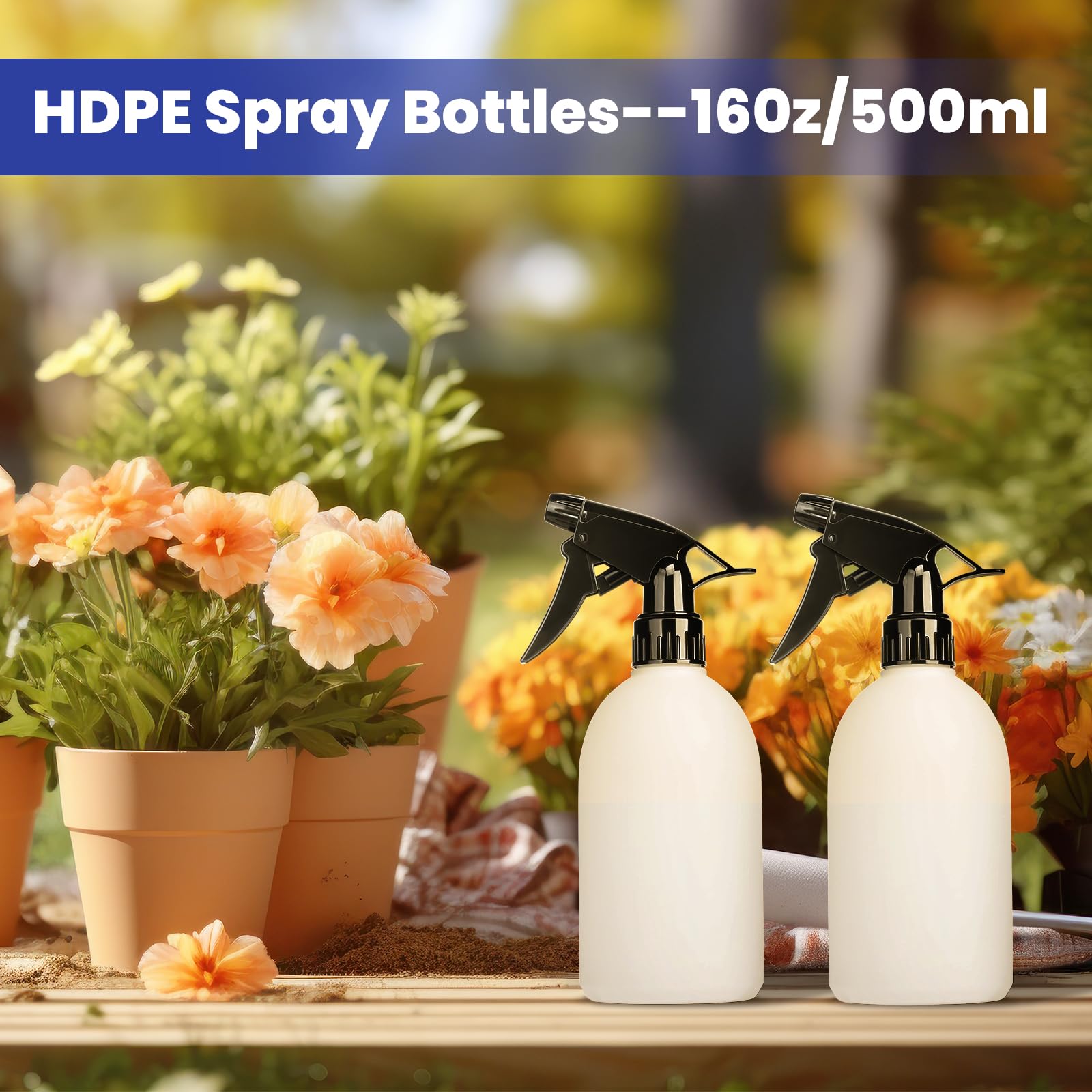HDPE flacone spray d'acqua 500ml Flacone di plastica spray vuota per Soluzioni per la pulizia, piante, candeggina, aceto, alcool