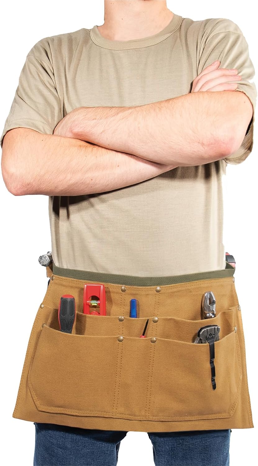 Rothco Canvas Waist Work Apron Adjustable Half Apron for Tools, Coyote Brown