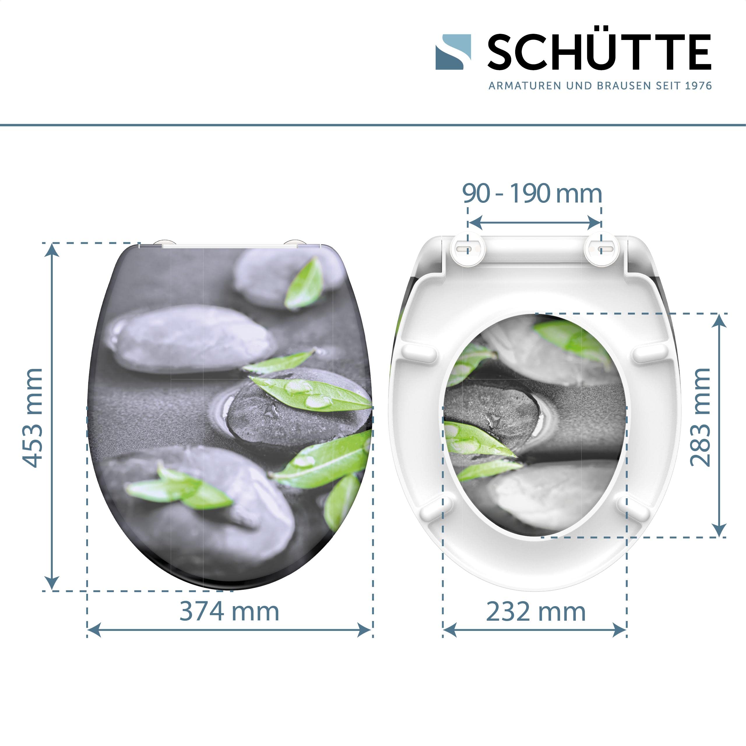 SCHÜTTE WC-Sitz STONE mit Absenkautomatik und Schnellverschluss aus Duroplast, Toilettendeckel mit 175kg Belastbarkeit, Toilettensitz mit Brille, Klodeckel für WC, Klobrille mit Motiv