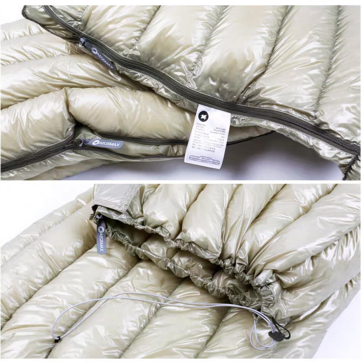 AIR-E 10D - Saco de dormir ultraligero de plumón de 6 grados 800FP al aire libre, camping, senderismo, saco de dormir para mochileros, 3 estaciones cálido