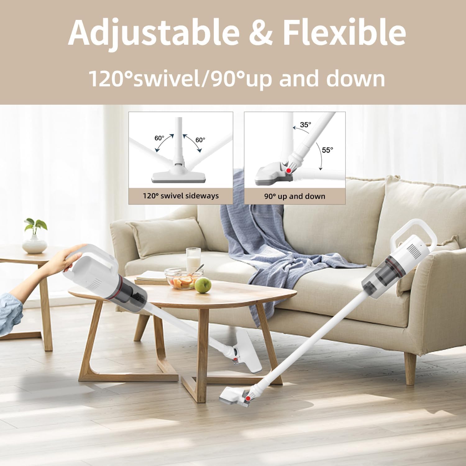 Cordless Vacuum Cleaner, Handheld Stick Small Lightweight Vacuum for Home Pet Hair Hardwood Floor Cat Litter Area Rug Cleaning